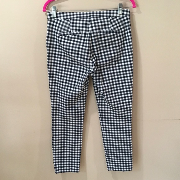 J.Crew Women's Bi-Stretch Gingham Martie Ankle  Pants Size 4 Navy White #E9564 - Picture 3 of 8